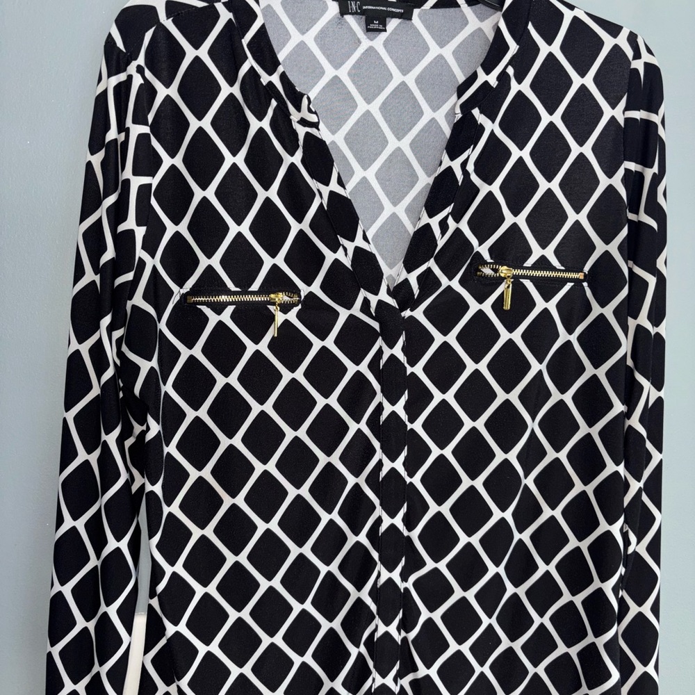 INC International Concepts Black and Gray Blouse